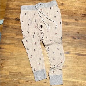 Eddie Bauer Beige Pajama Pants with Gray Cuffs